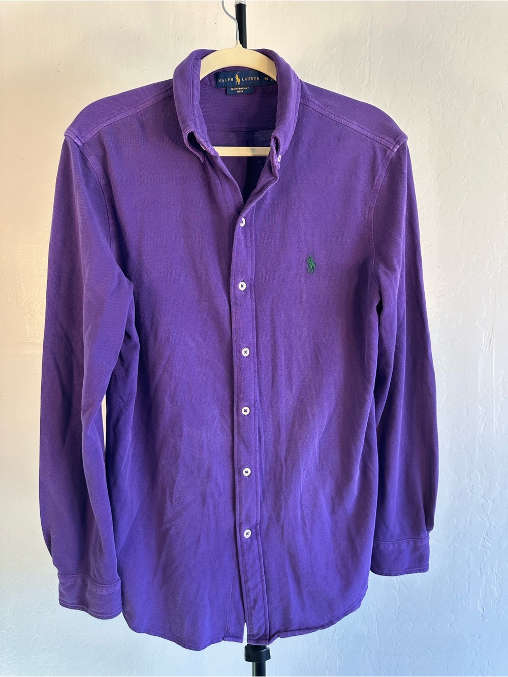 Ralph Lauren Purple Button-Down Oxford Shirt with Green Pony